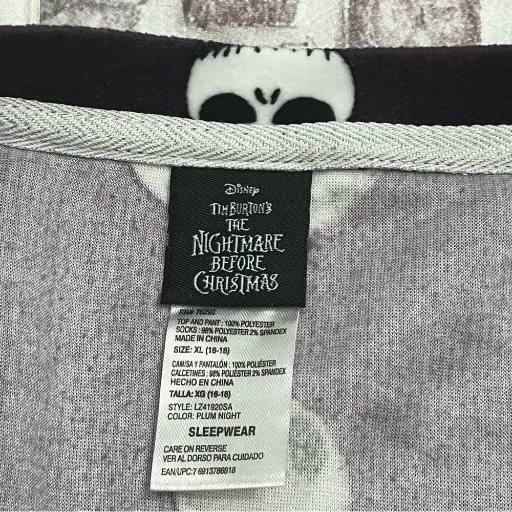 Disney Nightmare Before Xmas Pajama Set 2 Pc Velour Jack Women’s XL 16-18 Purple